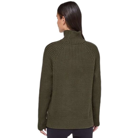 Lululemon Women’s M‎ Chunky Turtleneck Sweater Olive Green Cable Knit Oversized - Picture 6 of 10